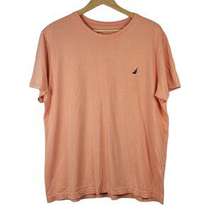 2/$15 Nautica T Shirt Orange Large Short Sleeve Crew Neck Sailboat Logo Cotton
